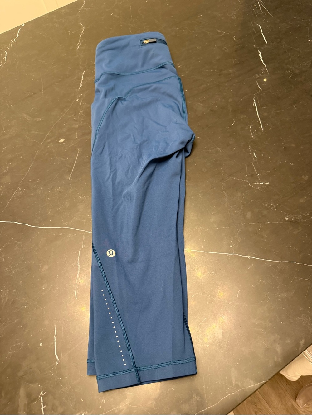 lululemon athletica Blue Capri Leggings with Reflective Dots